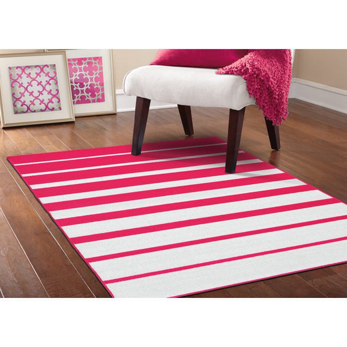 Garland Rug Stair Steps Striped Tufted Pink; White Area Rug Wayfair